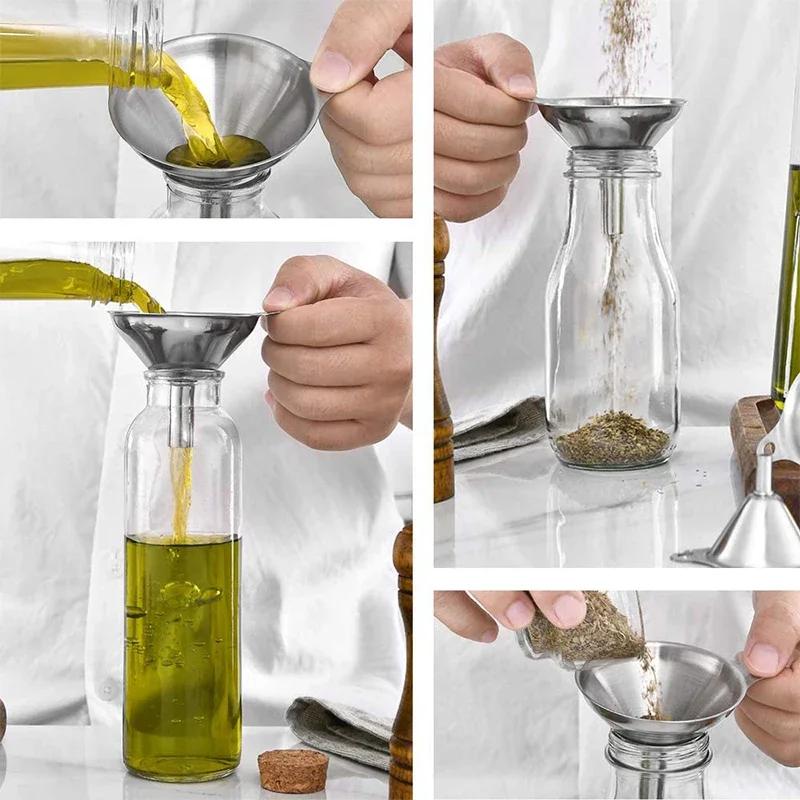 3 шт./набор Воронка из нержавеющей стали Портативная конусная воронка Для наливания масла Вина Жидкости Бункер Многофункциональная кухонная воронка Для жидких масел Порошка