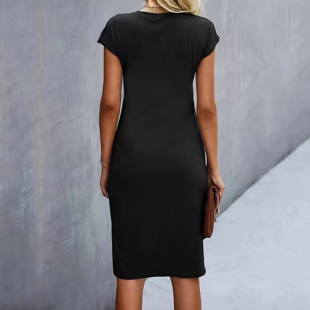 Женские модные свободные повседневные однотонные платья с круглым вырезом без рукавов в складку