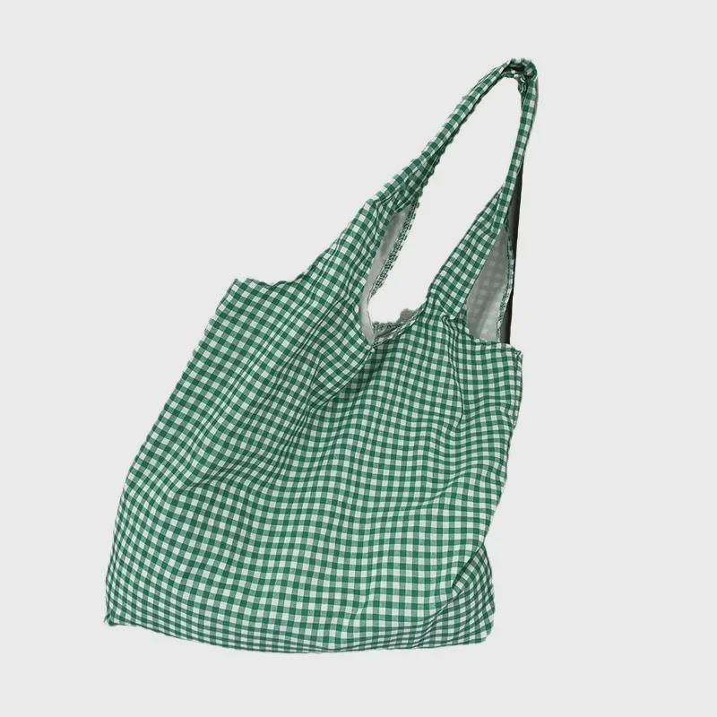 Корейская ретро-сумка из холста в клетку — большая вместимость, легкая и универсальная для студенток