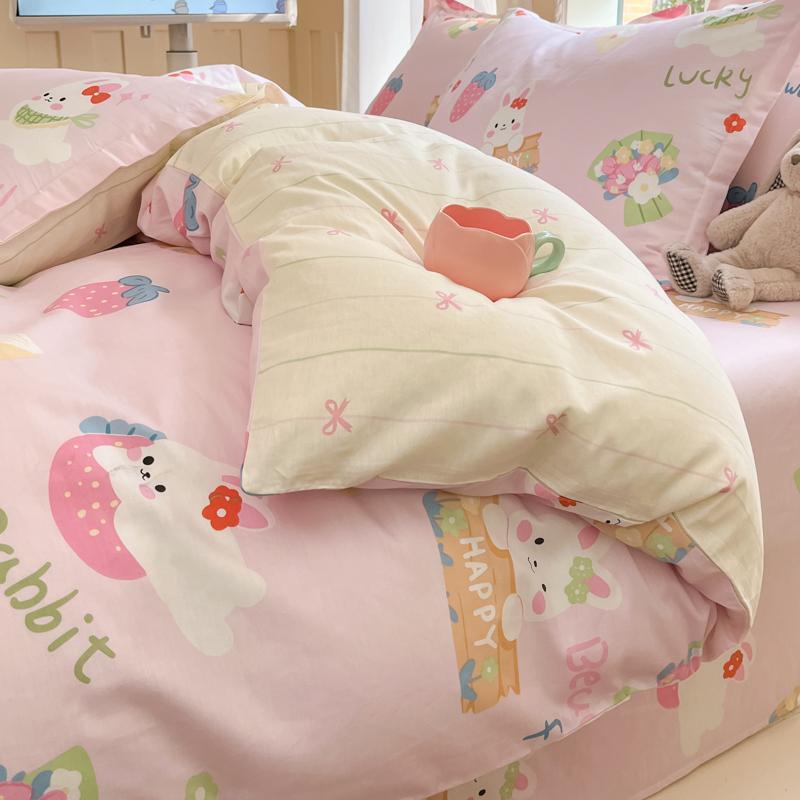 Mei Yun Ge cotton printed small fresh 100% cotton four piece set/single duvet cover