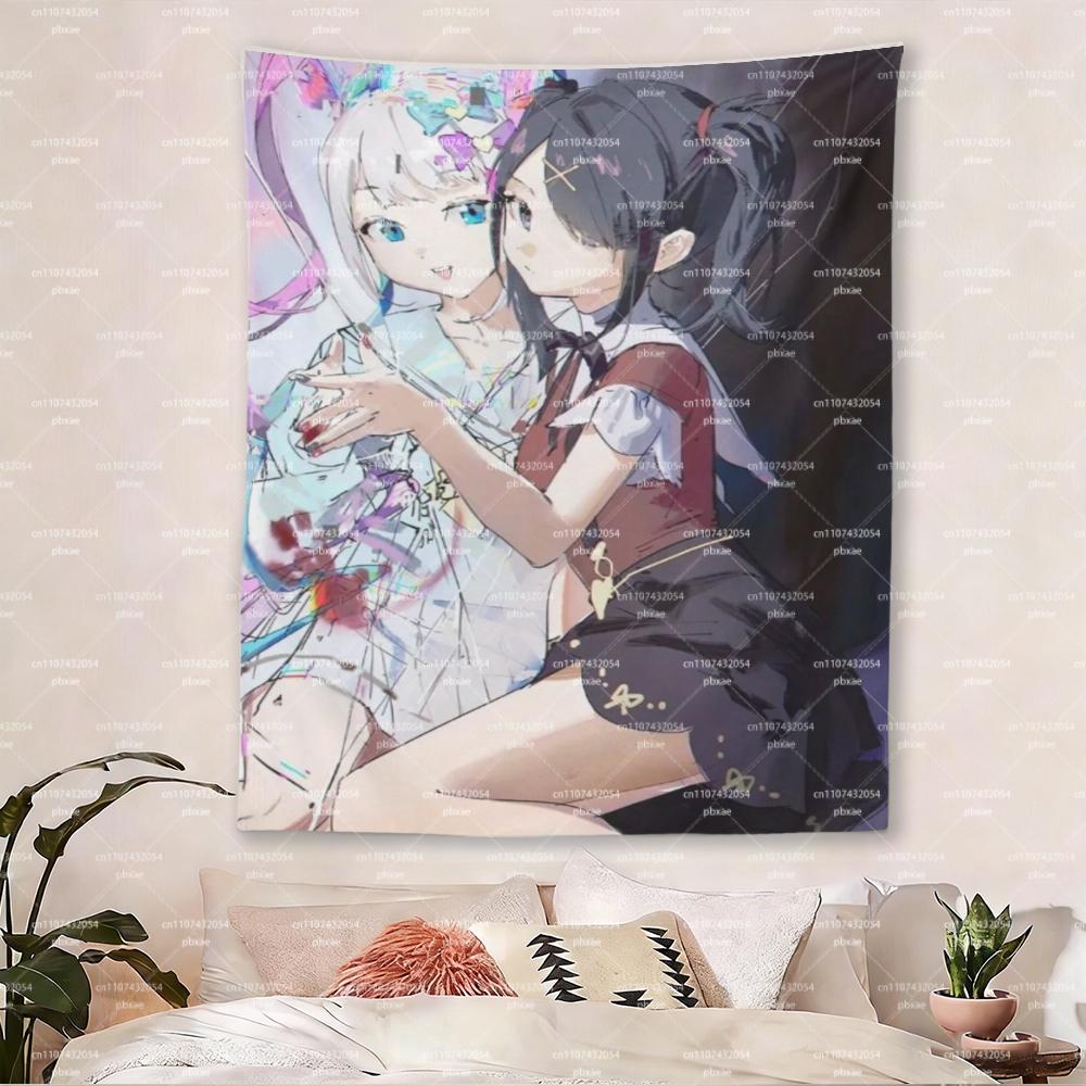 Аниме Девушки Глитч Арт Гобелен Кавайный Персонаж Манги Настенный Декор Эстетичный Декор Комнаты для Спальни Общежития Идеальный Подарок