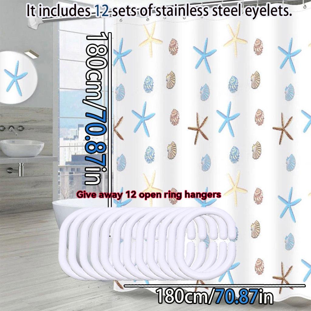 Cartoon Pattern Starfish Bathroom Shower Curtain Bathroom Partition Curtain Light Opaque Waterproof Material Bathroom More Refre