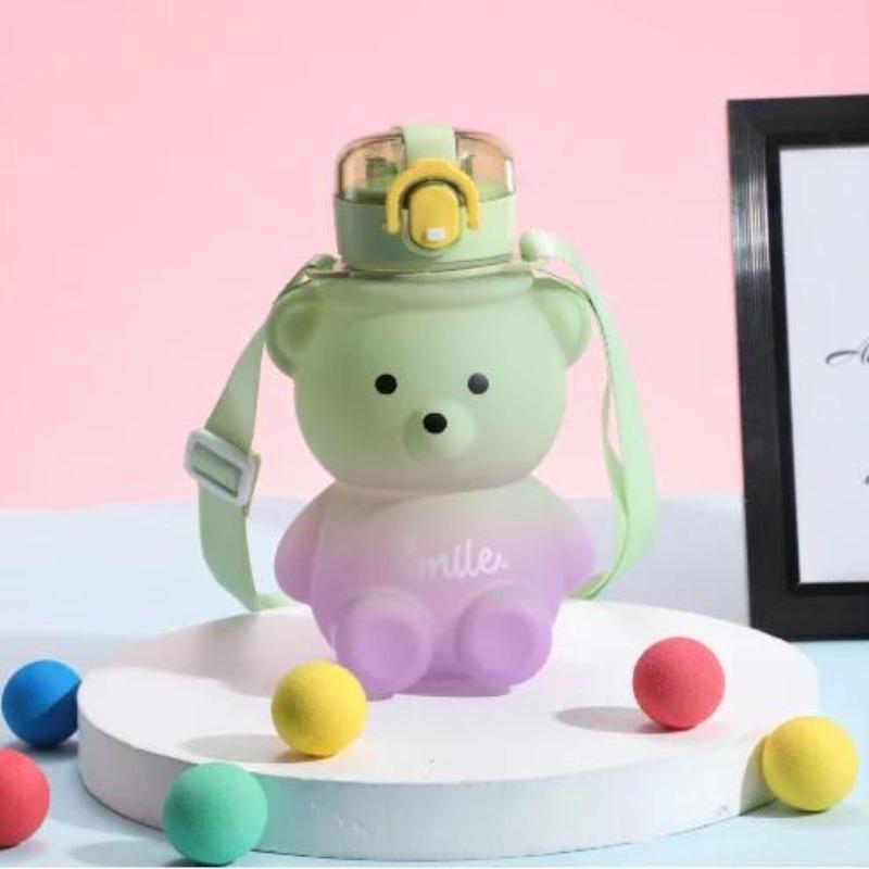 800 мл градиентная бутылка для воды в форме медведя, милая пластиковая спортивная чашка, детская школьная бутылка с соломинкой, чайник для воды, кружка для питья