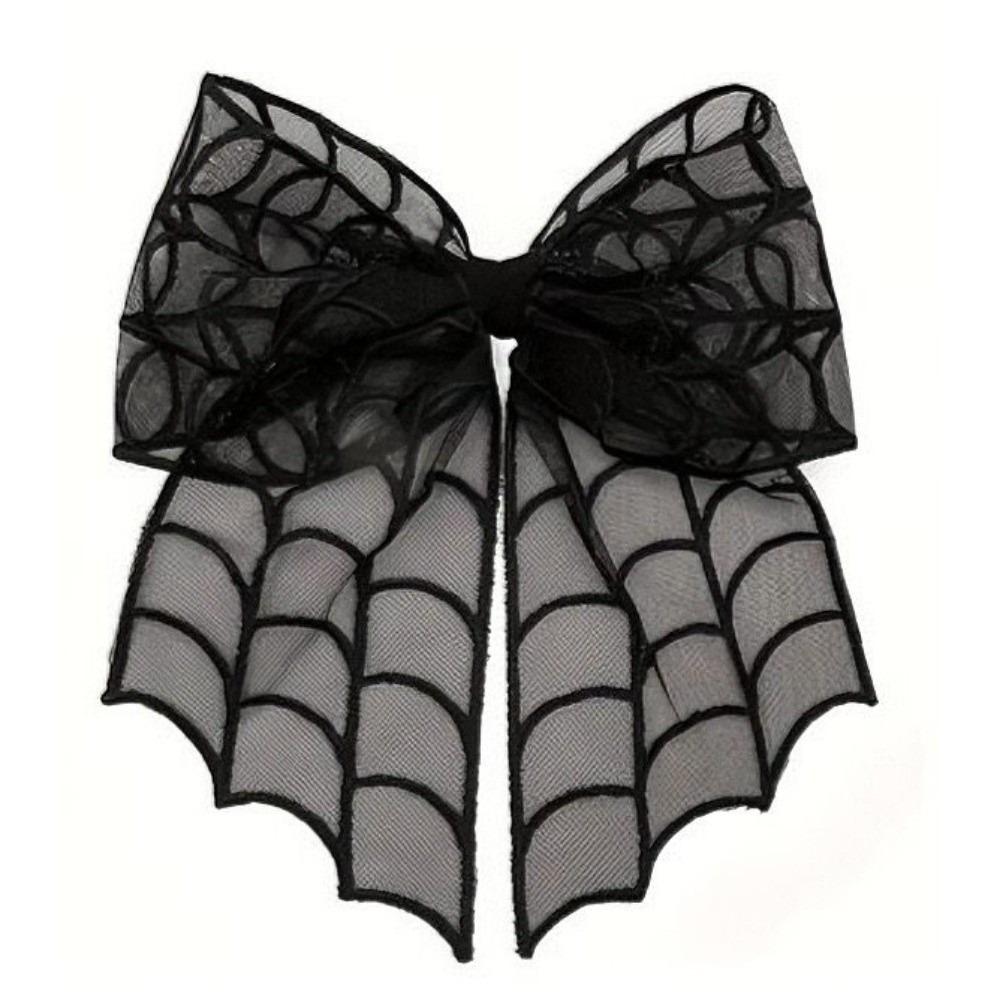 Lace Spider Web Hair Clip Spring Clip Halloween Hairpin Creative Bat Head Veil Hair Accessories