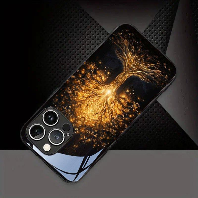 Черный Чехол из Закаленного Стекла Jinhui Life Дерево Жизни для Samsung Galaxy S25 S24 S23 Ultra Plus FE Ударопрочный Чехол