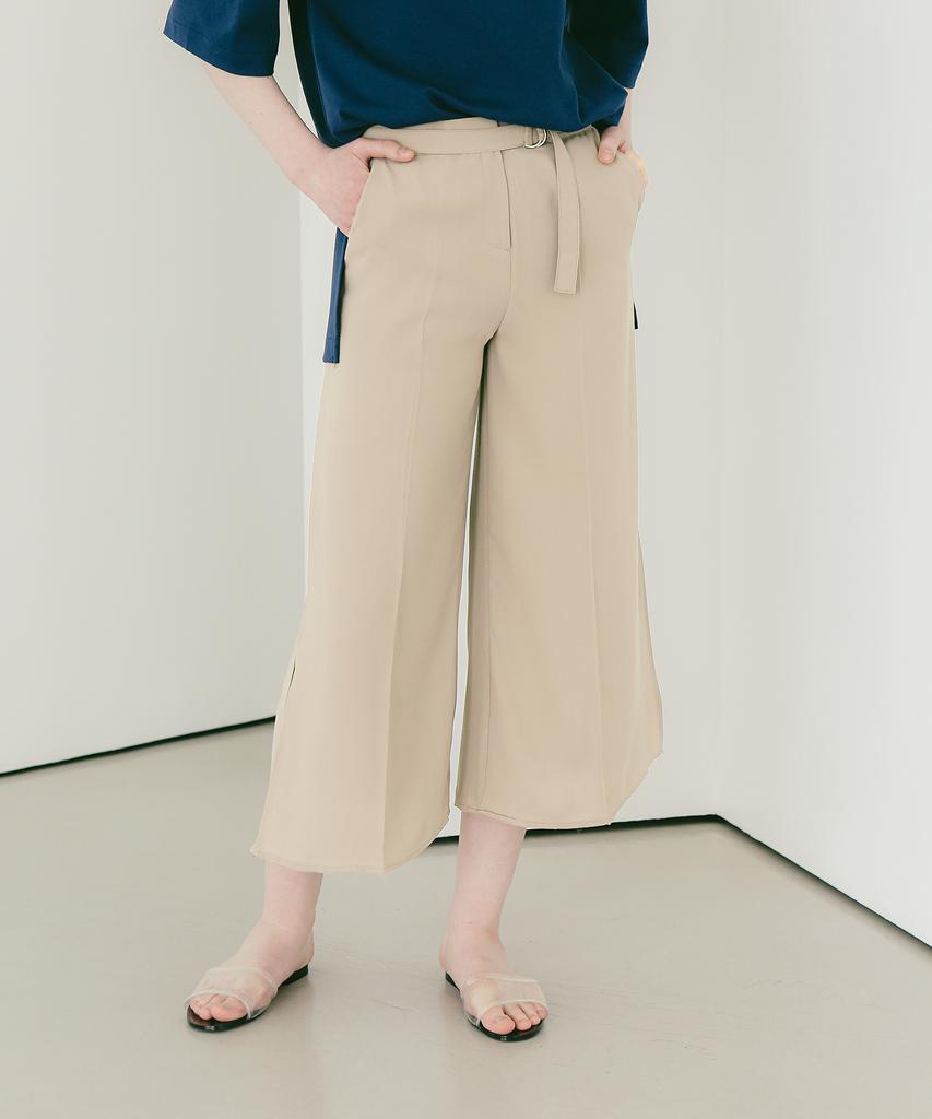 SPERONE WOMEN Side Vent Wide Slacks (Beige)