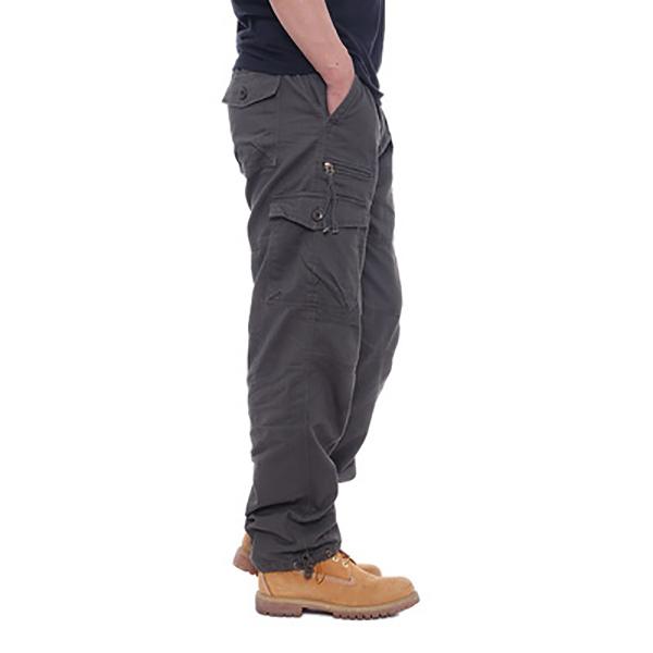 Cotton Overalls Men's Casual Pants Elastic Waist Large Size Multi-pocket Loose Trousers Construction Site Pants