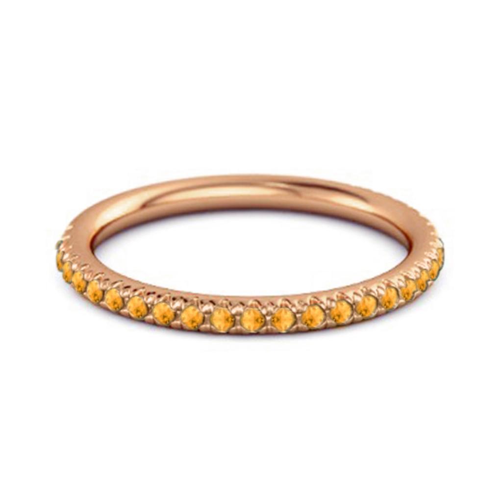 Citrine Round Eternity Ring - 925 Sterling Silver Rose Gold Vermeil