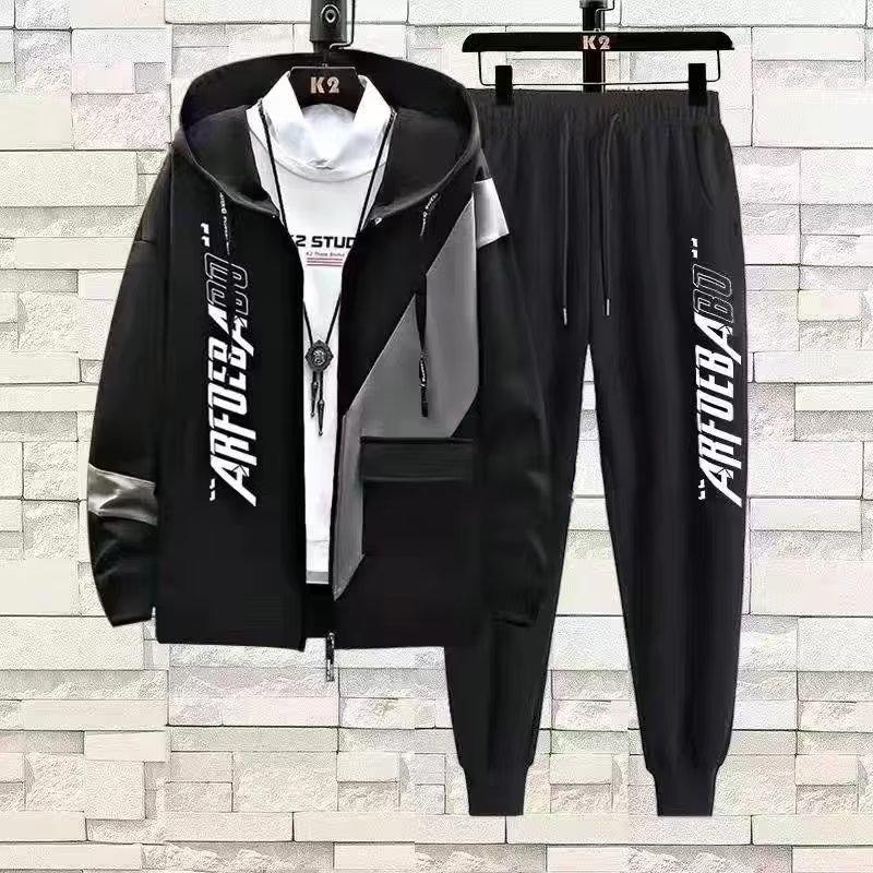 Men's Korean Style Gradient Hoodie & Casual Pants Set