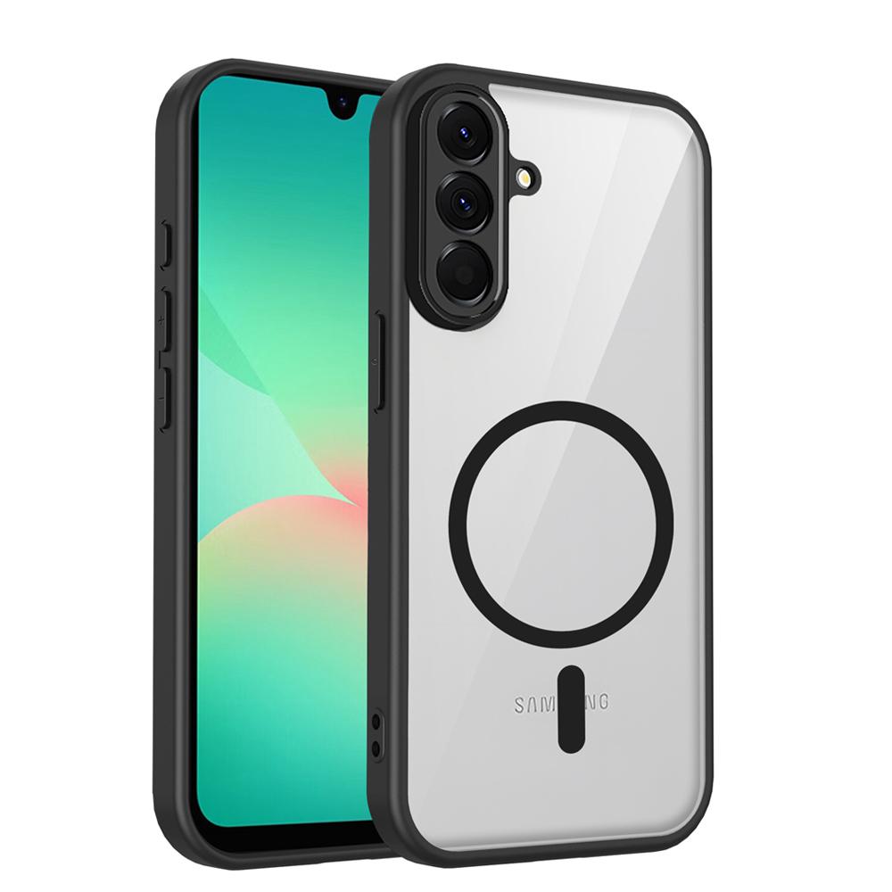 KEYSION Transparent Magnetic Phone Case for Samsung A57 5G A37 A27 5G Silicone+PC HD Clear Shockproof Cover for Galaxy A17 4G 5G