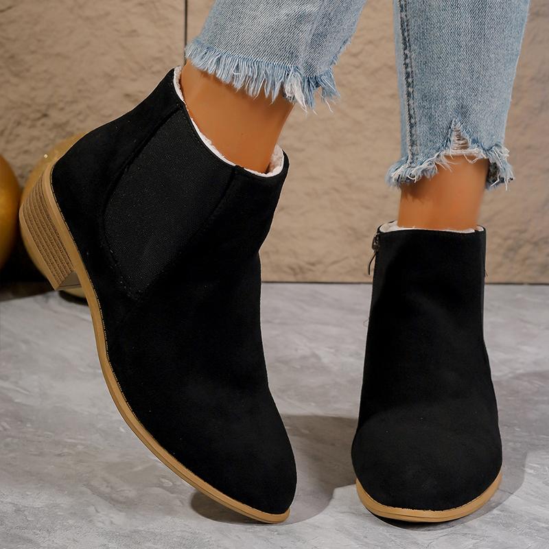 Модные замшевые женские ботильоны для снега на массивной подошве, теплые, с коротким плюшем, хлопковые туфли, женские, тренд 2024, зимние, новые, повседневные, для ходьбы, ботильоны женские