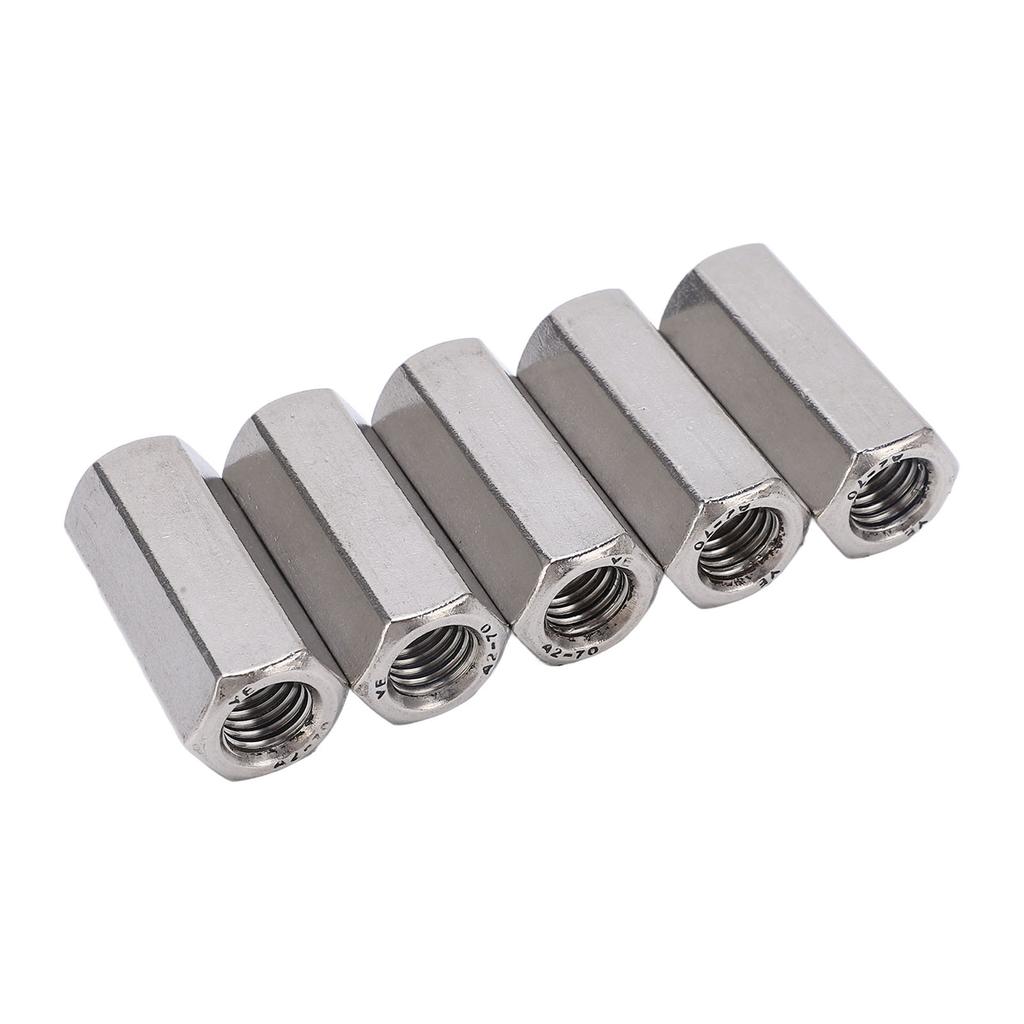 5 шт. Шестигранная соединительная гайка из нержавеющей стали, устойчивая к коррозии, гайка-коннектор M12, серебристая, для болтов с винтами