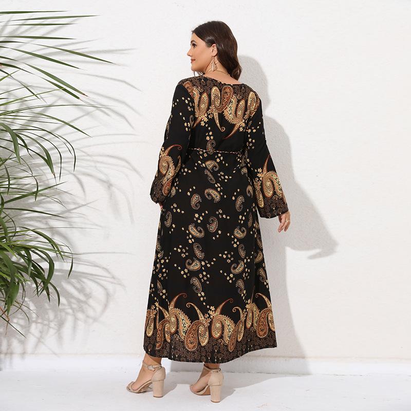 Большие размеры XL-5XL Женские платья Весенние и осенние платья Длинные платья Свободные узкие длинные платья для мам