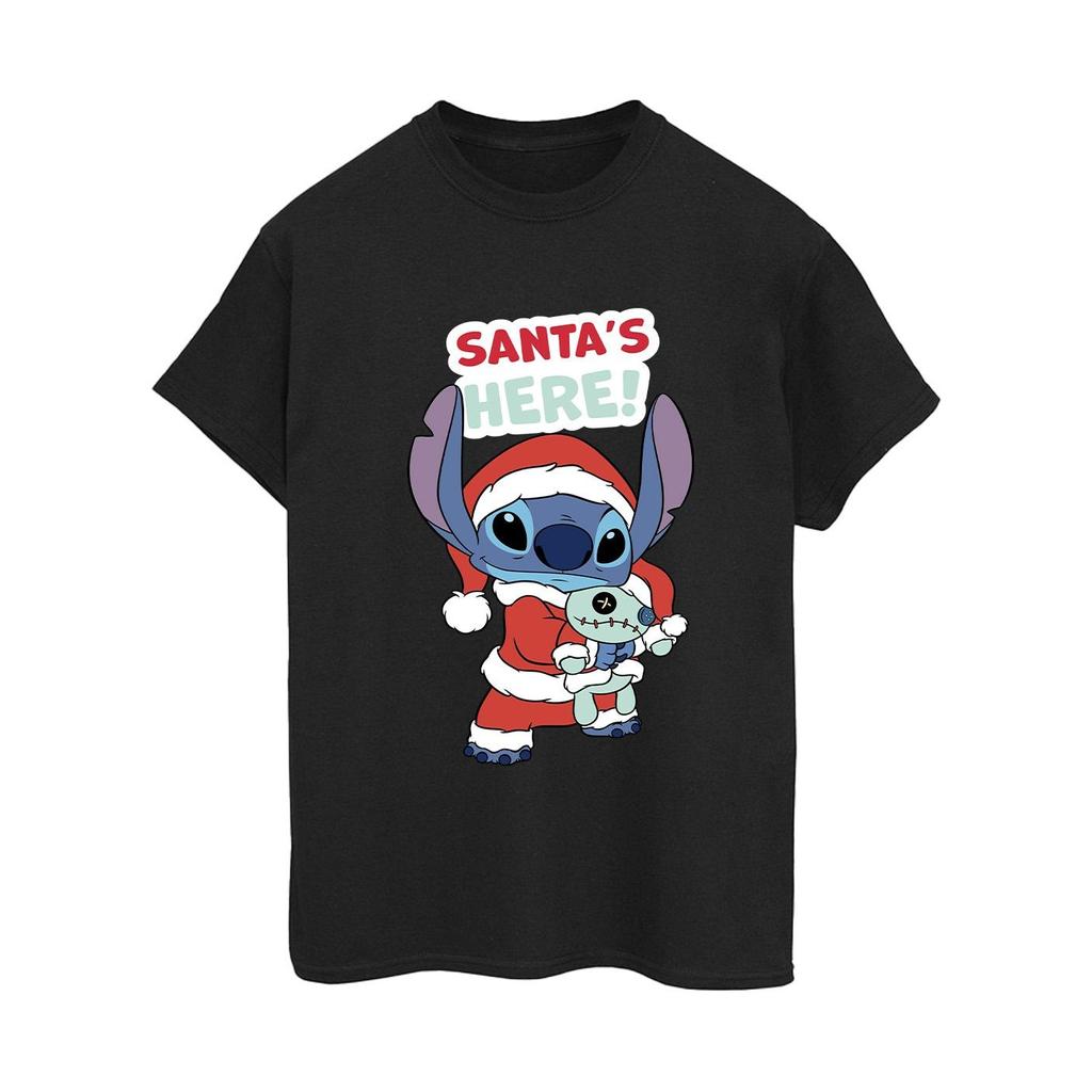 Disney Womens/Ladies Lilo & Stitch Santa´s Here Cotton Boyfriend T-Shirt