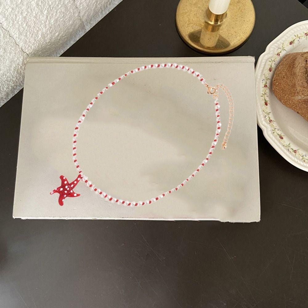 Стеклянная подвеска «Морская звезда», ожерелье из круглых бусин ручной работы, для женщин, девушек