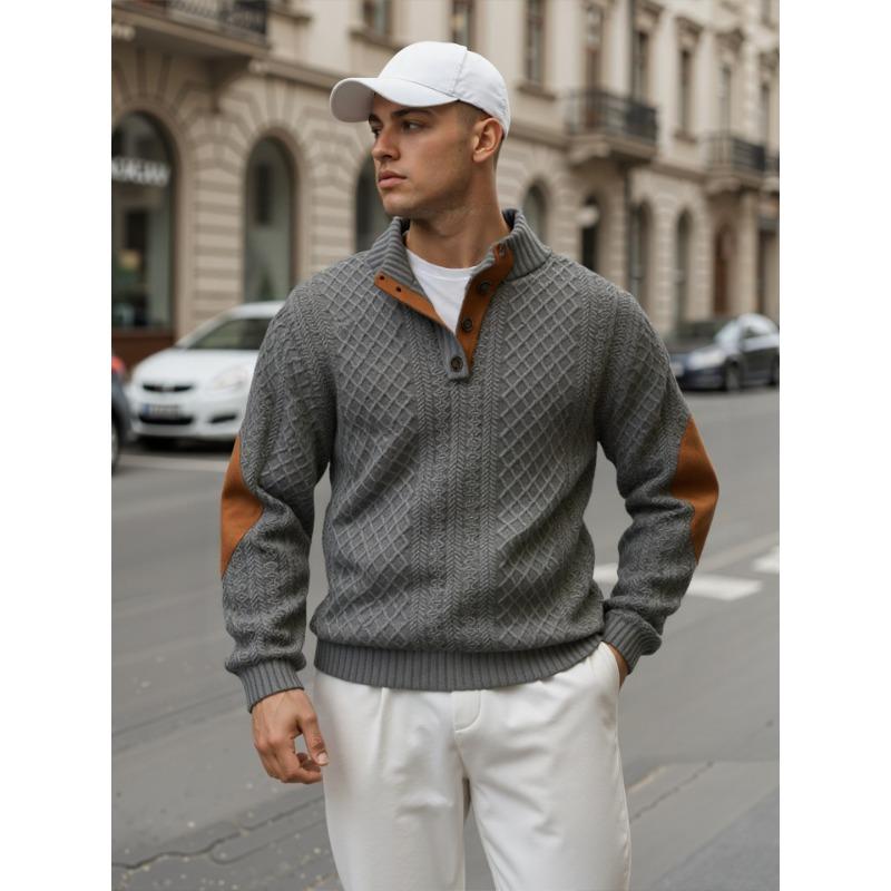 Men S Long Sleeve Pullover Knit Henley Shirt For Spring Autumn Casual