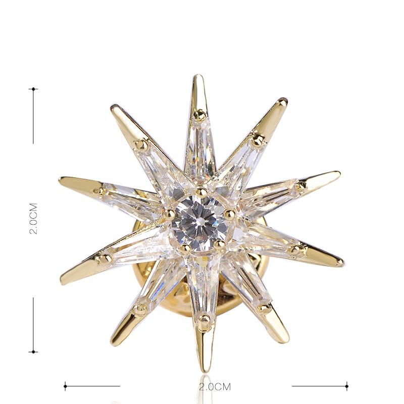 Броши в форме звезды с микро-инкрустацией золотого цвета, кубический воротник, зажим, глава, медная брошь для женщин и мужчин, значок, ювелирные изделия