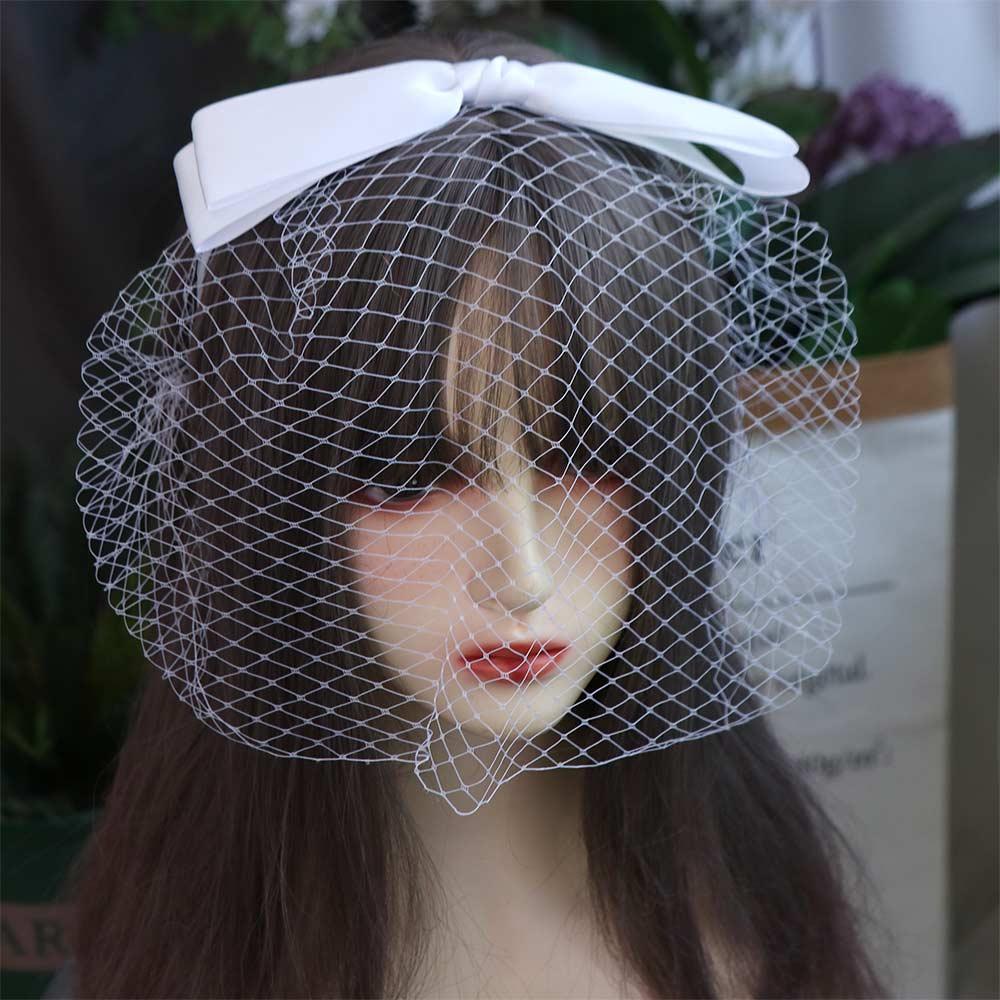 New French Style Bride Veils Satin Bow Elegant Bridal Headwear Fairy White Wedding Headband Tiara