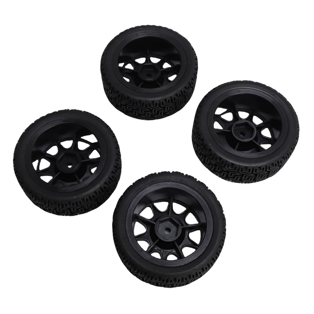 4PCS RC Rally Tires Fit for Tamiya TT01 XV02 70mm 1:10 Scale Plastic Nylon RC Car Wheel Hub Tire Black