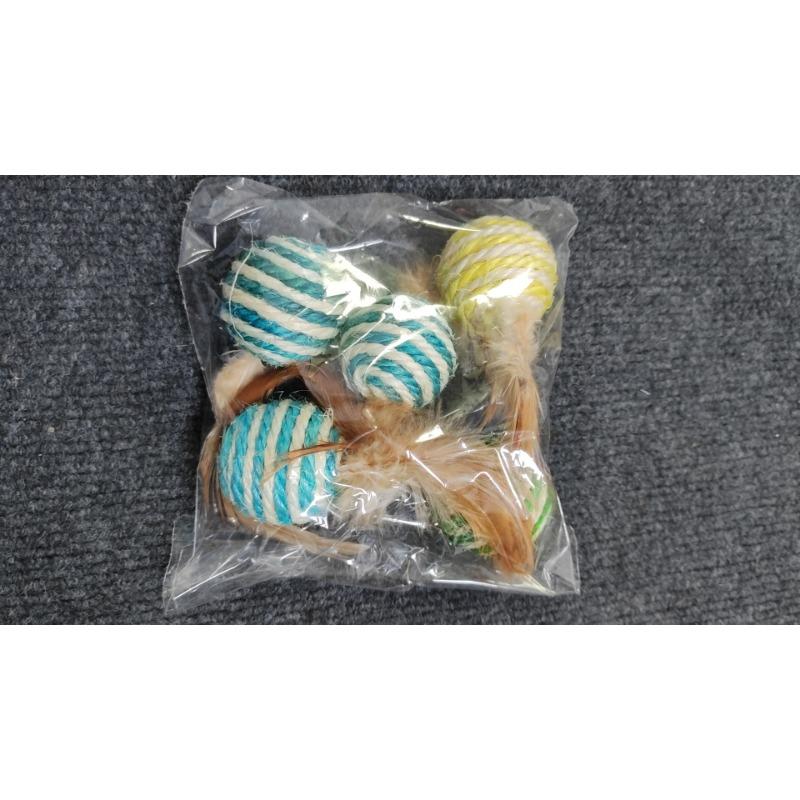 Cat Toys, Sisal Balls with Feathers, Durable Cat Bite, Rustling Teeth, Cat Teasing Balls, Cat Scratch Balls, Pet Supplies