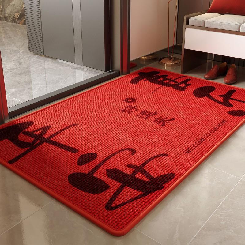 Door Mat Entrance Non-Slip Rubber Back Washable Floor Rug Home Entryway Red Welcome