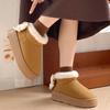 Fashion Bow Chunky Snow Boots for Women Plush Round Toe Woman Shoes Winter Kawaii Ankle 2025 Novelty Furry Trend Fashion Padded Footwear