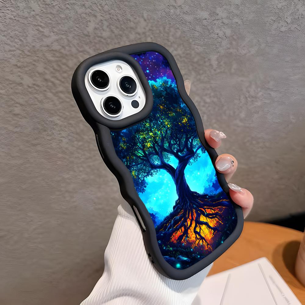 Чехол для мобильного телефона 'Древо Жизни Мира' для iPhone 17 16 15 14 13 12 11 Air Pro Max Plus Волнистый Край ТПУ Цветной Чехол Роскошный Чехол