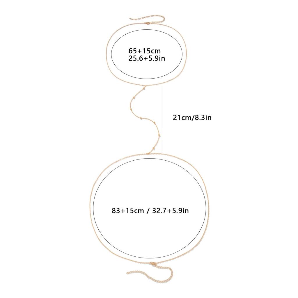 Fashionable Non-Fading Beaded Chain Waist Necklace Cross Clip Ball Body Chain Waist Accessories