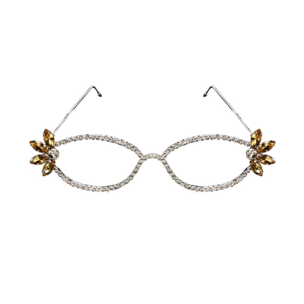 Vintage Rhinestone Eyeglass Frame Irregular Exaggerate Eyeglasses Face Eyewear Decoration  Gift