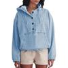 Women Denim Hoodies Button Pockets Vintage Streetwear Autumn Winter Female Hooded Sweatshirts Ladies Casual Loose Pullover Tops