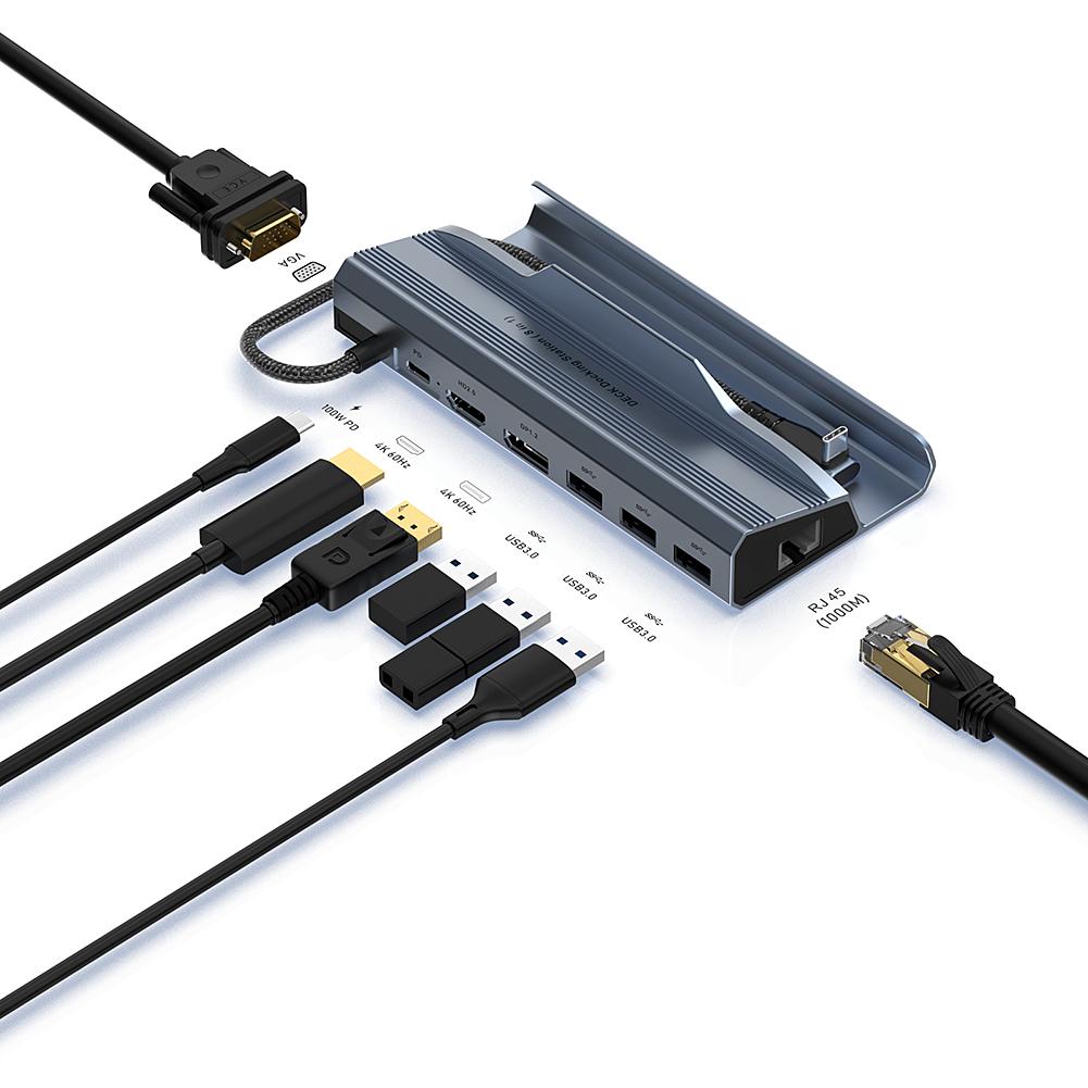 Док-станция Steam Deck с вентилятором 11-в-1 HDMI-совместимая 4k@60 Гц Gigabit Ethernet USB-C PD зарядка для консоли ROG Ally