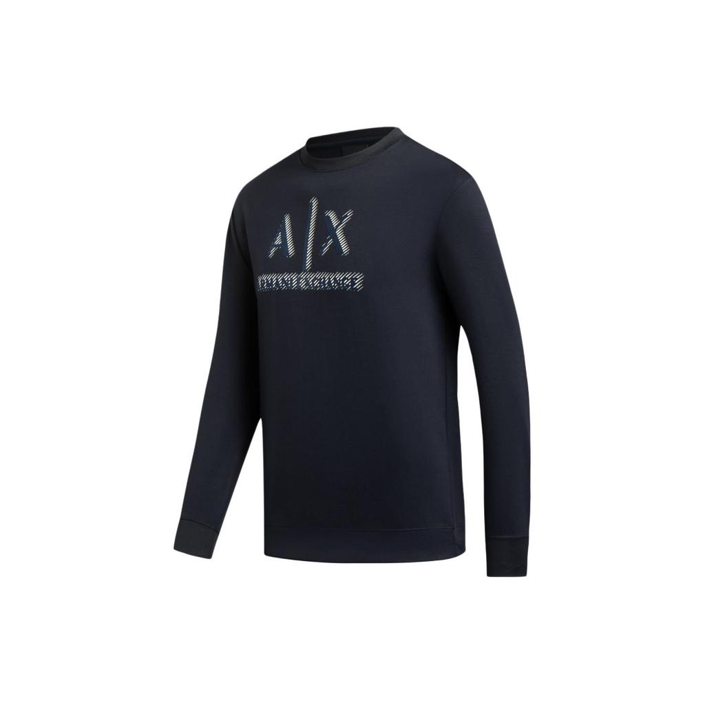 Armani Exchange SS24 Свитшот повседневный с круглым вырезом и принтом-буквами Мужской свитшот Темно-синий 3DZMSA-Z9N1Z-1583