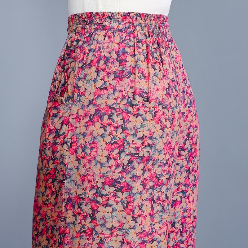 Элегантные летние брюки с высокой талией для женщин, повседневные широкие брюки с эластичной талией, винтажная одежда больших размеров