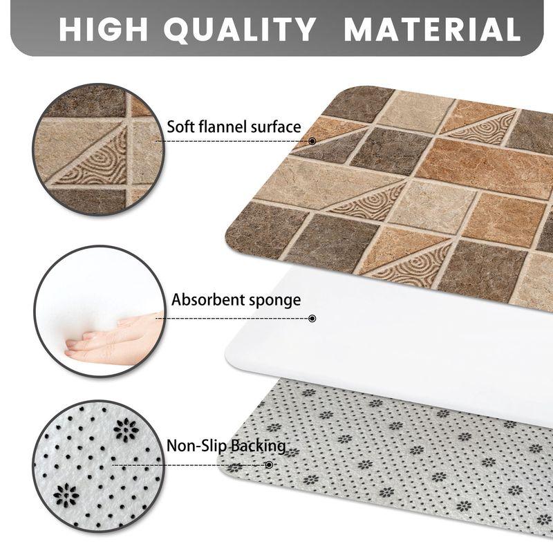 Modern Marble Tile Kitchen Area Rug Soft Non Slip Entryway Rug Washable Absorbent Mat Laundry Room Hallway Home Decor