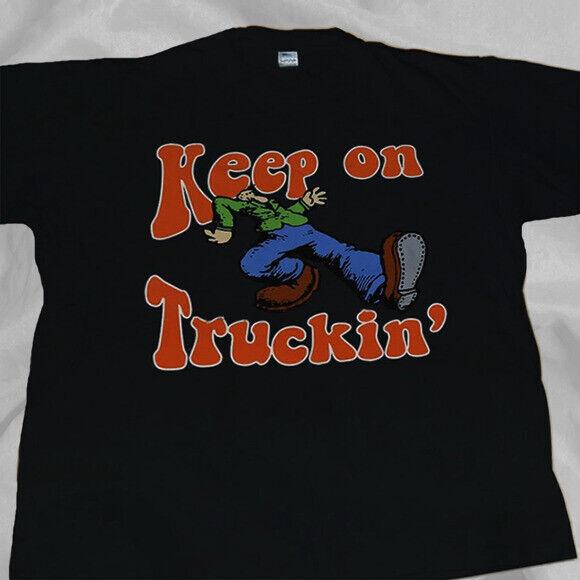 Good Vibes Keep On Truckin 70s Rare Black T-Shirt