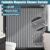 Foldable Magnetic Shower Curtain Waterproof Bath Curtain with 12/14 Hooks Modern Curtain Privacy Bathroom Divider for Bathroom