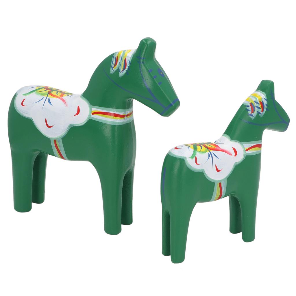 1 Pair Swedish Dala Horse Decor Wooden Traditional Painted Dalecarlian Horse Statue Figurine Home Ornament Handicraft