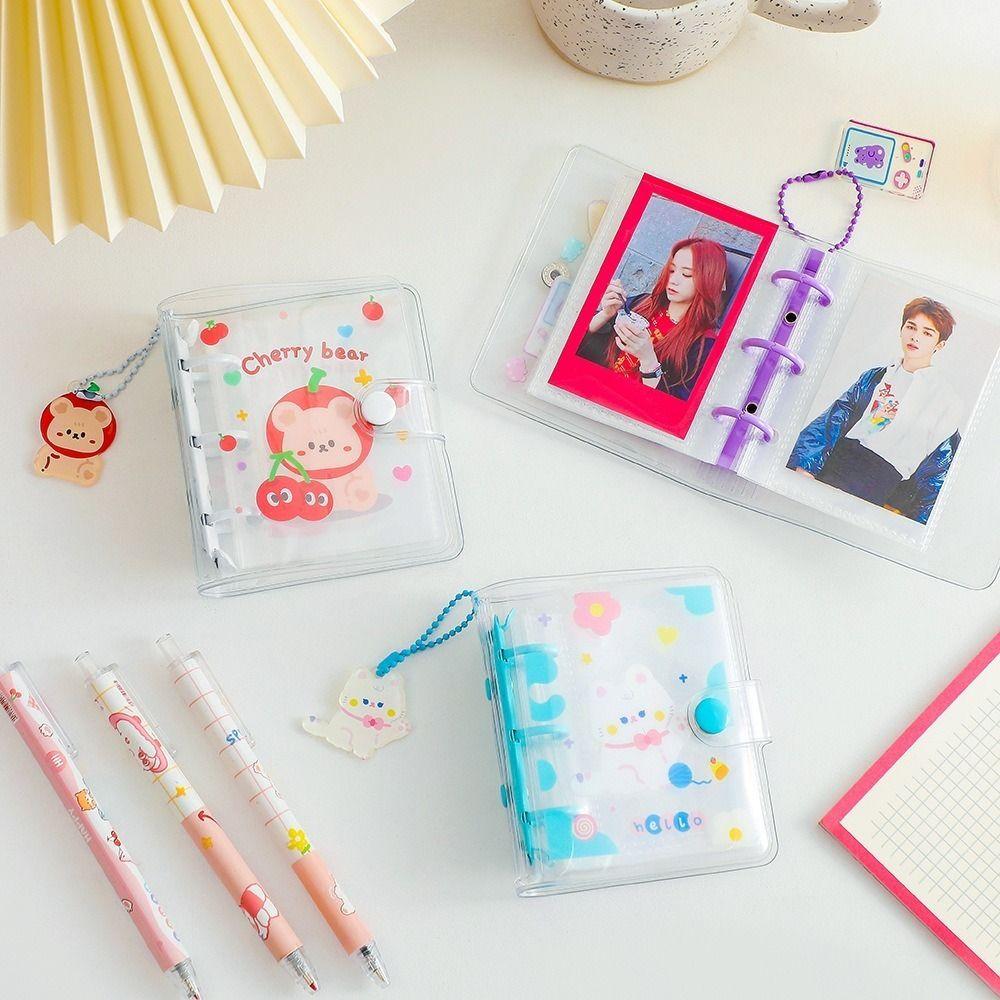Прозрачный держатель для фотокарточек Мультяшный милый мини-фотоальбом Книга для коллекции карточек в стиле INS Домашний