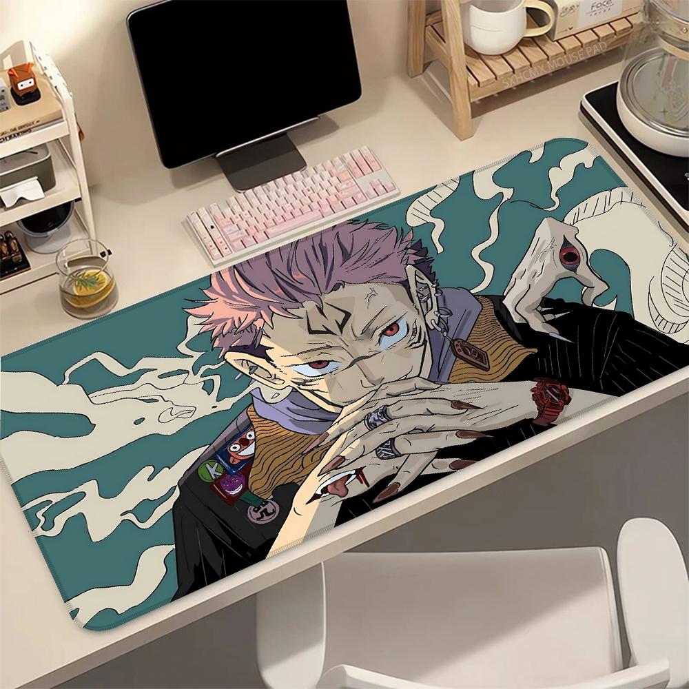 J-Jujutsu K-Kaisen Рёмен Сукуна Аниме XXL Игровой Коврик для Мыши Настольный Коврик Нескользящая Резиновая Основа Гладкая Поверхность Аксессуары для Ноутбука ПК
