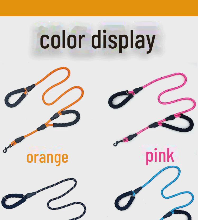 Double Handle Reflective Large Dog Leash with Logo