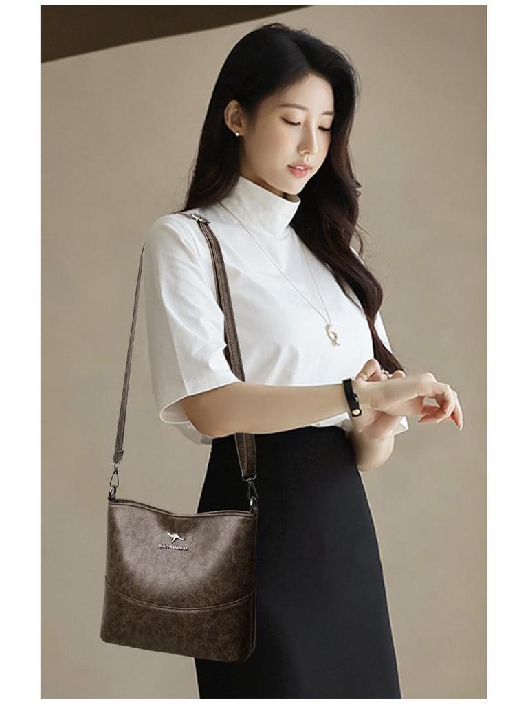 Женская модная сумка-ведро из мягкой кожи 2025 - Вместительная, практичная сумка на одно плечо, через плечо и подмышку