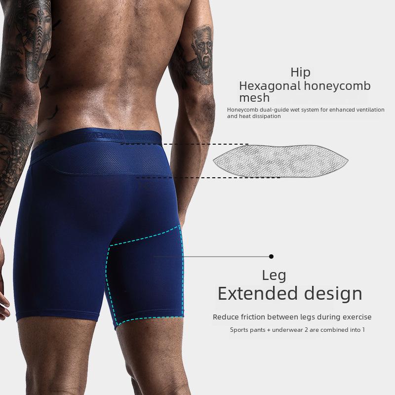 Men's Quick-Dry Long-Leg Running Tights - Anti-Wear Fitness Boxer Shorts