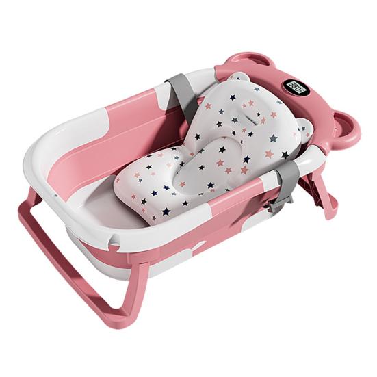 2 шт./комплект складная детская ванночка с термометром мягкая подушка складная конструкция визуальный датчик температуры детская ванночка
