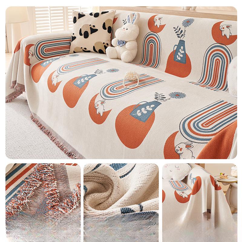 Современный минималистичный чехол для дивана из синели, тканевый чехол для дивана, четыре сезона, универсальное полное покрытие, подушка-одеяло