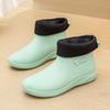 Women's Rain Shoes Short Tube New Fashion Outer Wear Student Water Shoes Warm Kitchen Work Non-slip Rain Boots Fashion Rubber Shoes Men