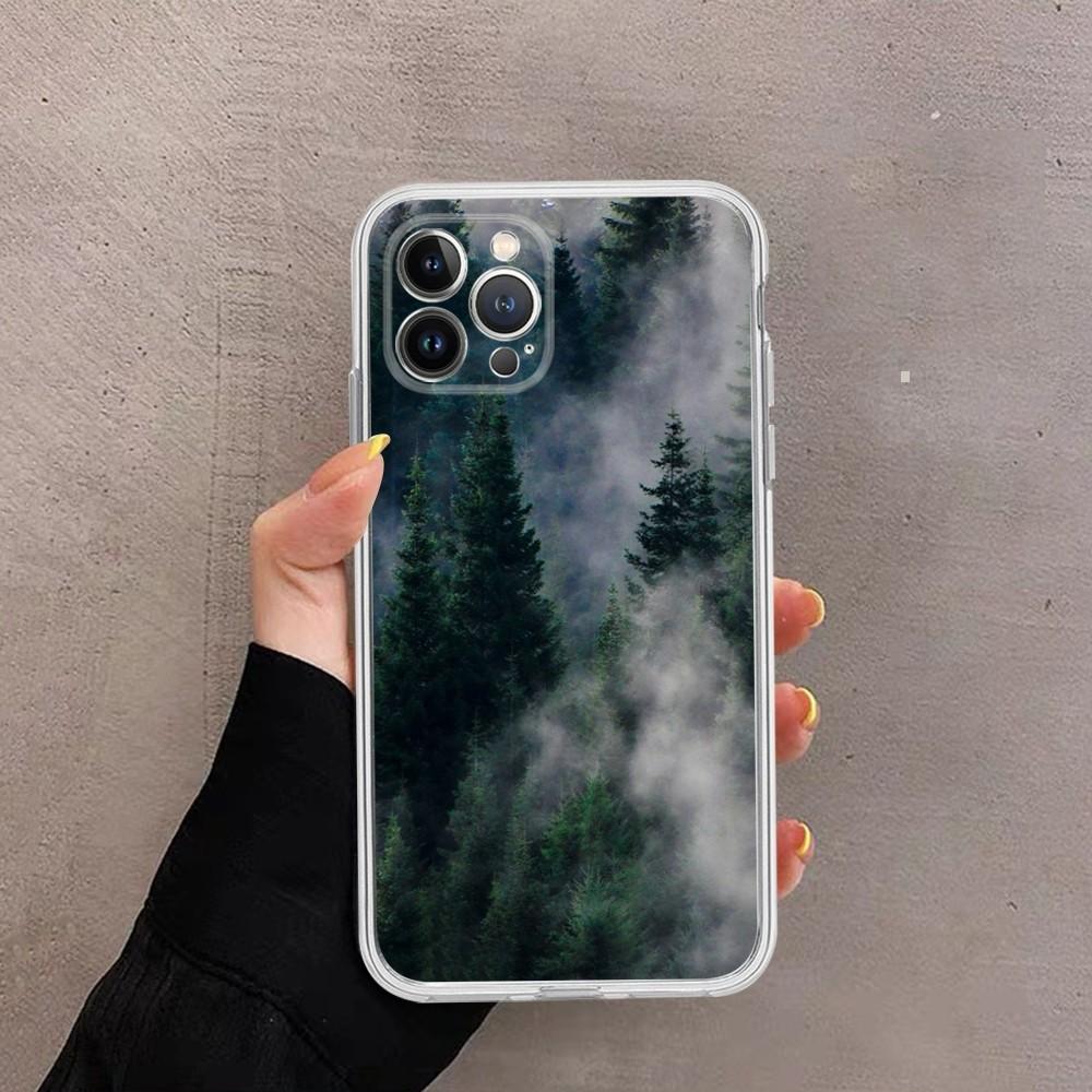 Чехол для телефона "Горный Лес" Для IPhone 16 15 14 13 12 Mini 11 Pro XS Max X XR SE 6 7 8 Plus Мягкий Силиконовый Чехол