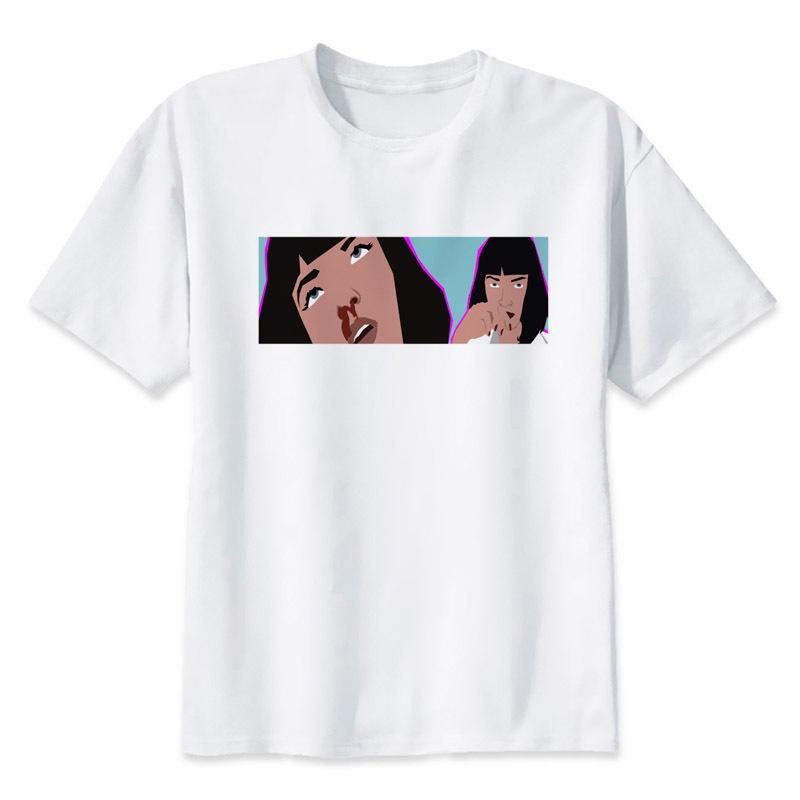 Футболка pulp fiction мужская Миа Уоллес с принтом мужская с коротким рукавом белые футболки смешная мужская футболка