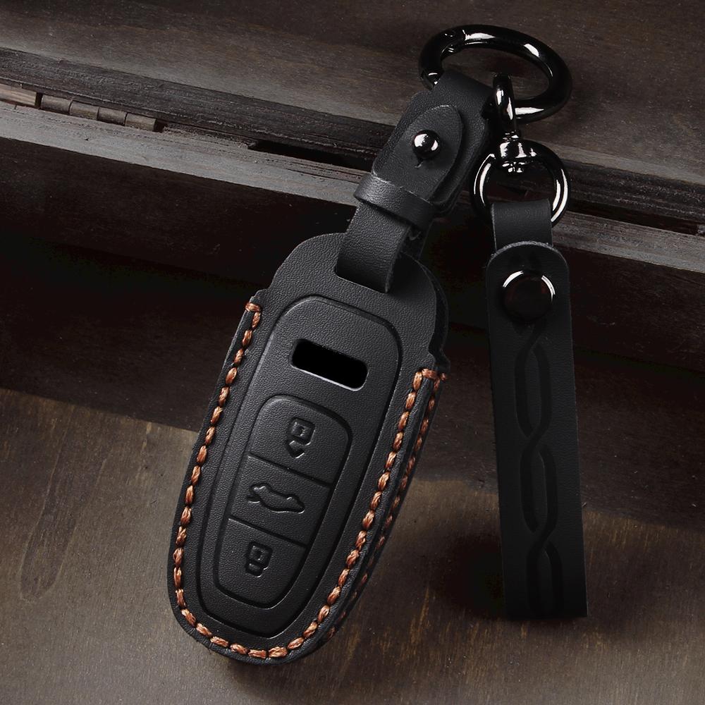 Leather Car Key Case Cover for A3 A4 B9 A6 C8 A7 S7 4K A8 D5 S8 Q7 Q8 SQ8 E-tron 18 2019 2020 2021 2022 2023