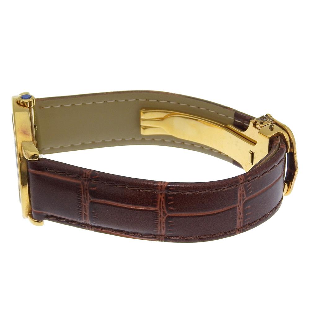 Cartier Must Rondo Watches W1006822 Слоновая кость Циферблат Позолоченный/кожа Кварц Аналоговый дисплей унисекс Б/У