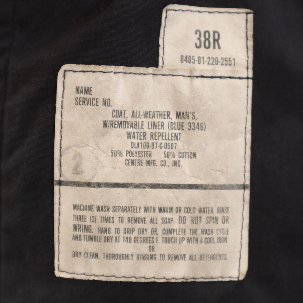 ВИНТАЖНОЕ ПАЛЬТО АРМИИ США 80-х годов DLA Всепогодное 38R Серия Black С подкладкой Мужское Б/У